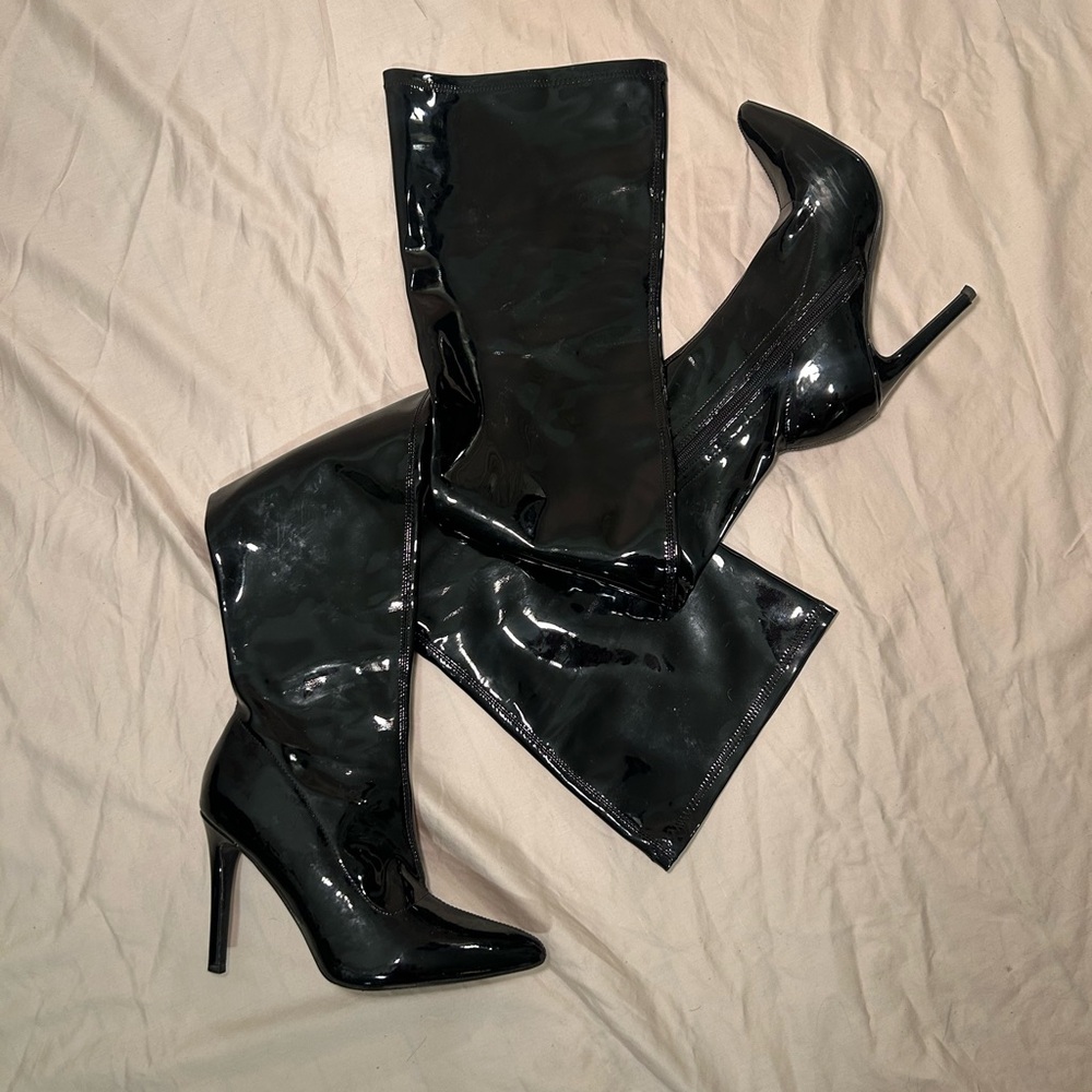Black Patent Leather Women's Boots